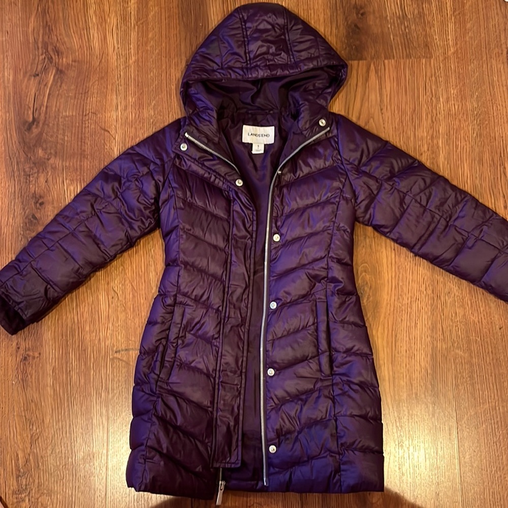 Lands’ End girl long down jacket waterproof